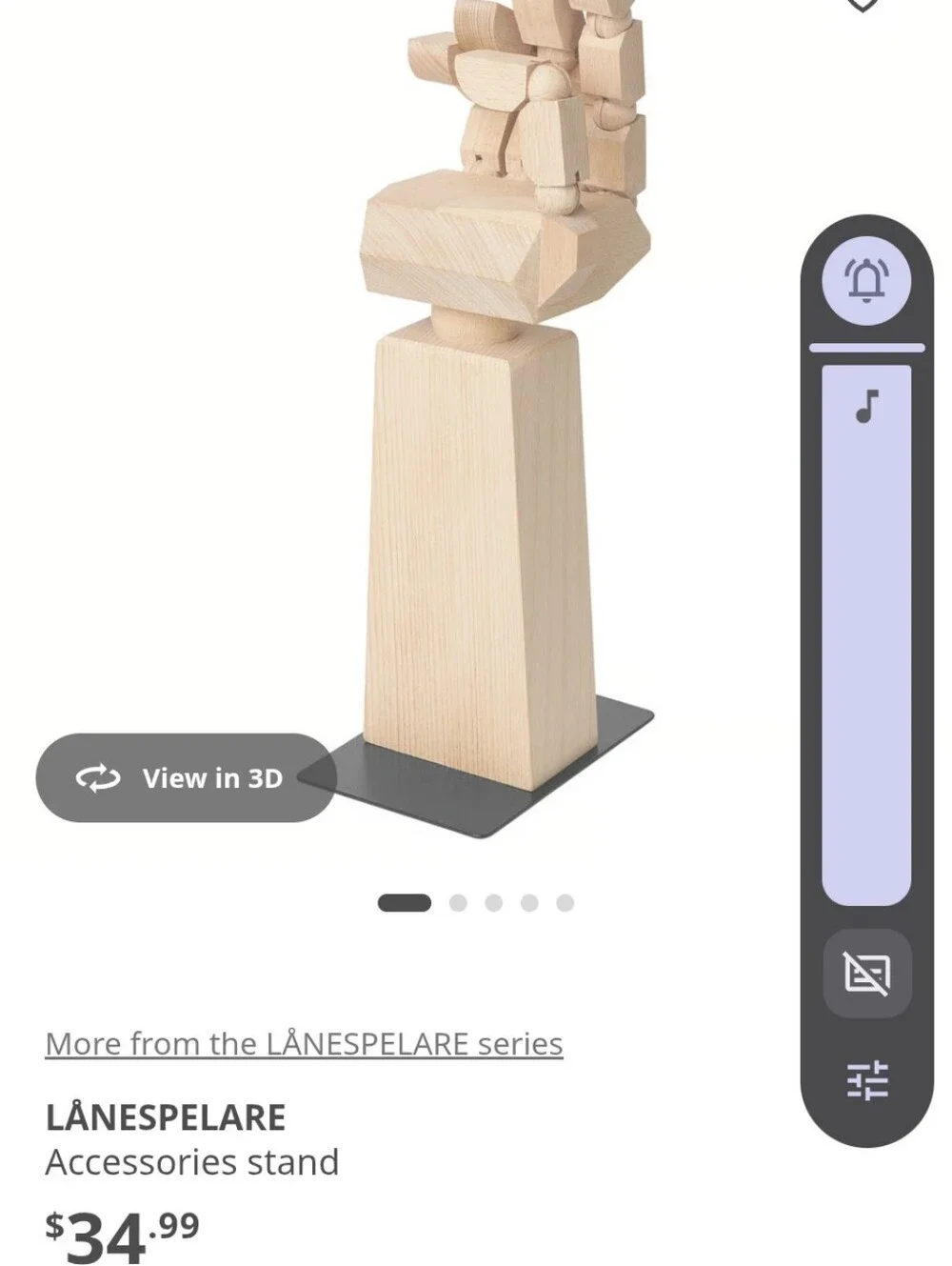 IKEA Natural Wood Articulated Hand Sculpture with Black Base